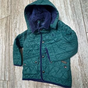 Polo Ralph Lauren Green Quilted Hooded Corduroy Barn Jacket Coat  Size 4 4T